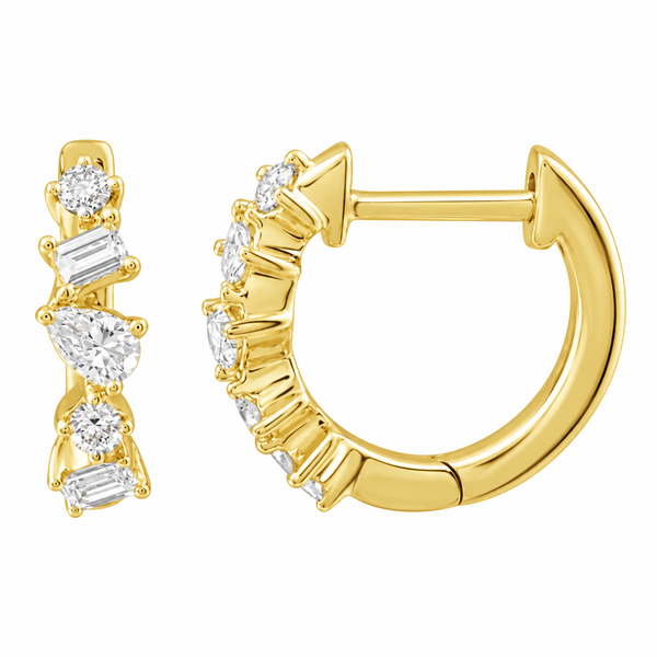 14K MULTI DIAMOND HUGGIES