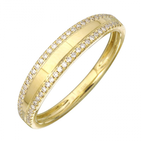 14K DOUBLE DIAMOND PAVE NARROW SIGNET RING