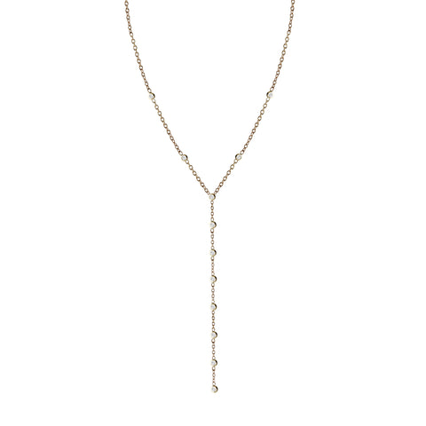 14K FIVE DANGLING PEAR SHAPE SAPPHIRES WITH DANGLING DIAMONDS NECKLACE