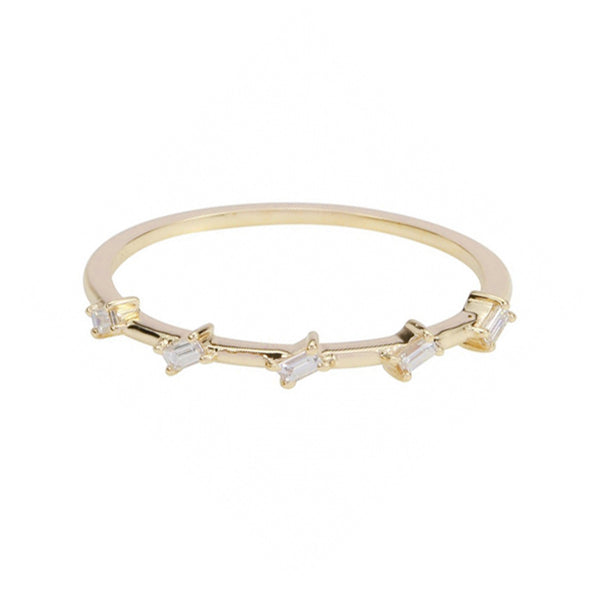 14K 5 SLANTED DIAMOND BAGUETTE RING