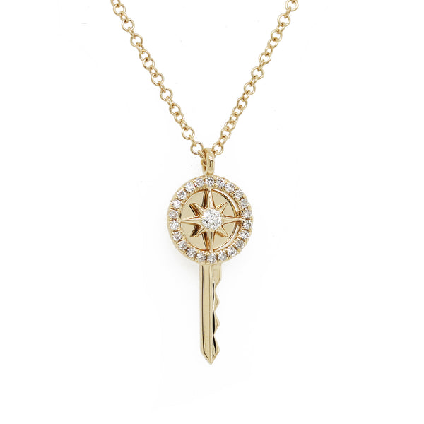 14K DIAMOND PAVE CELESTIAL KEY NECKLACE