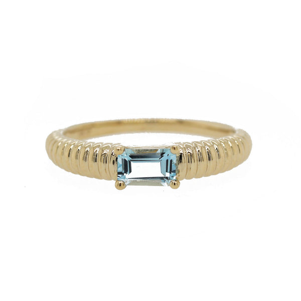 14K FLUTED DOMED AQUAMARINE RING