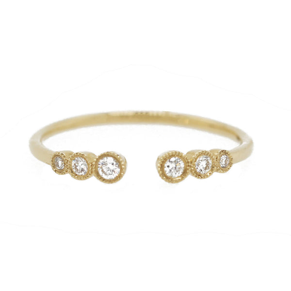 14K PETITE TRIPLE DIAMOND BEZEL CUFF RING