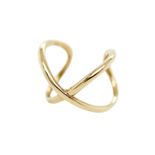 14K PLAIN "X" EAR CUFF