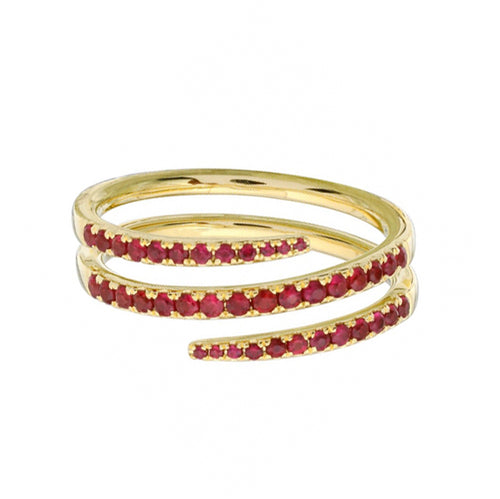 14K RUBY PAVE TRIPLE SPIN RING