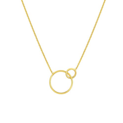 14K TWO SMALL INTERLOCKING RINGS NECKLACE