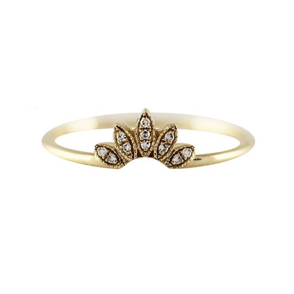 14K TINY DIAMOND PAVE MARQUISE TIARA RING