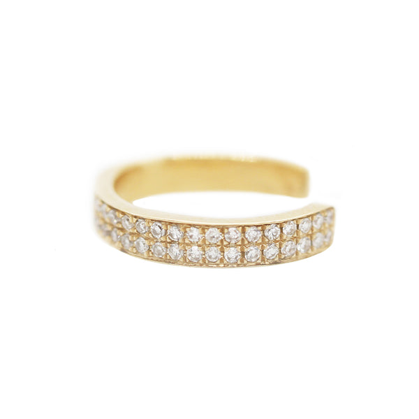 14K DOUBLE ROW DIAMOND PAVE EAR CUFF