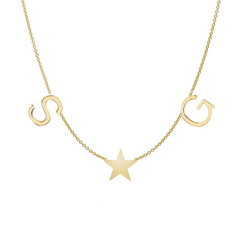 14K TWO INITIALS WITH STAR NECKLACE