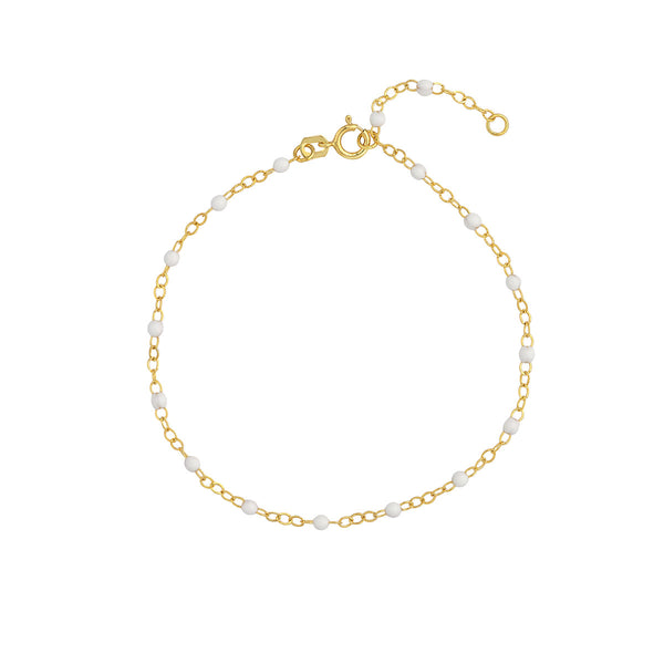 14K STATION WHITE ENAMEL BRACELET