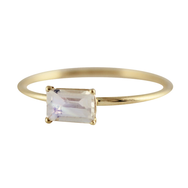 14K RECTANGULAR MOONSTONE RING