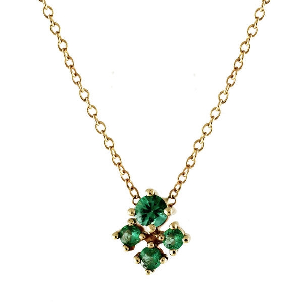 14K EMERALD TRINITY NECKLACE