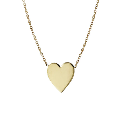 14K FLUTED HEART WITH SINGLE DIAMOND NECKLACE