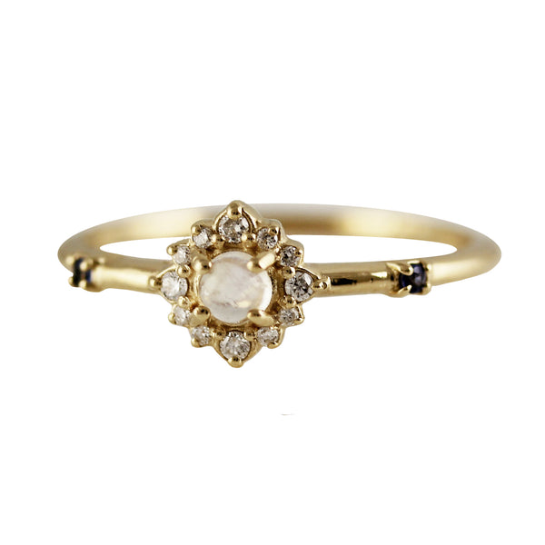 14K MOONSTONE FLORAL BURST RING