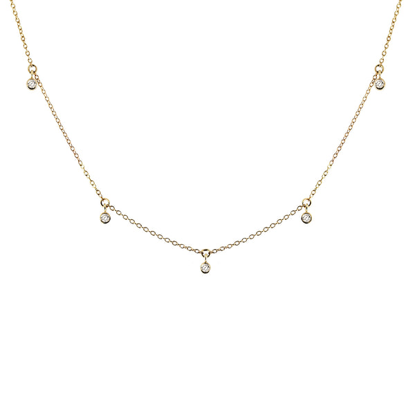 5 DANGLE DIAMOND BEZEL NECKLACE