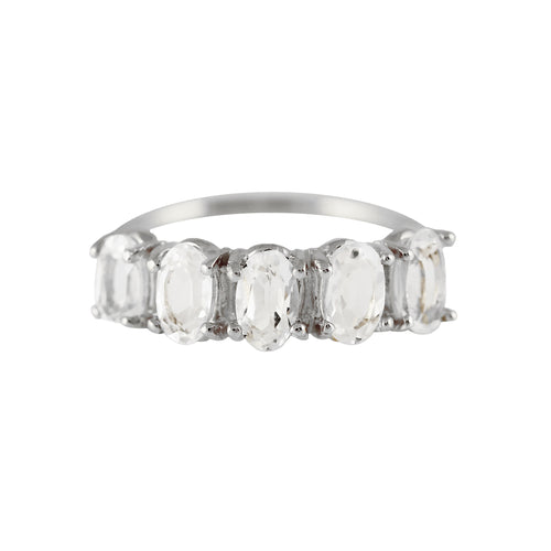 STERLING SILVER 5 OVAL WHITE TOPAZ RING