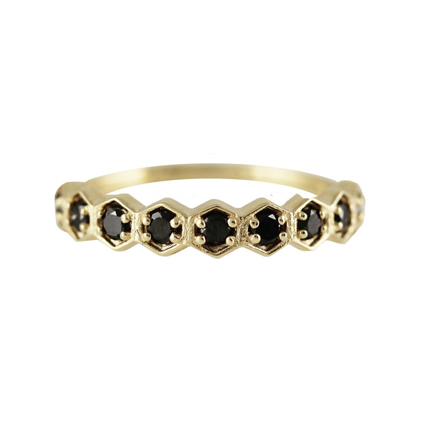 14K 9 HEXAGONS WITH DIAMONDS BAND