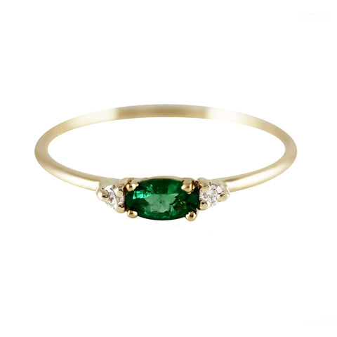 EMERALD CUFF RING WITH PAVE