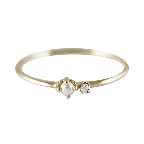DUOPLO PEARL WITH DIAMOND RING