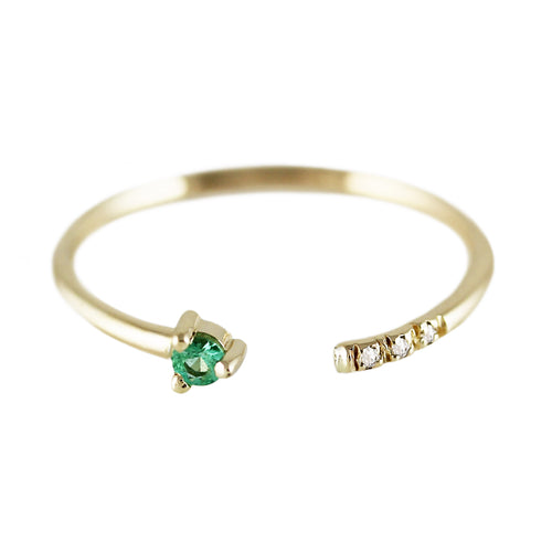 EMERALD CUFF RING WITH PAVE