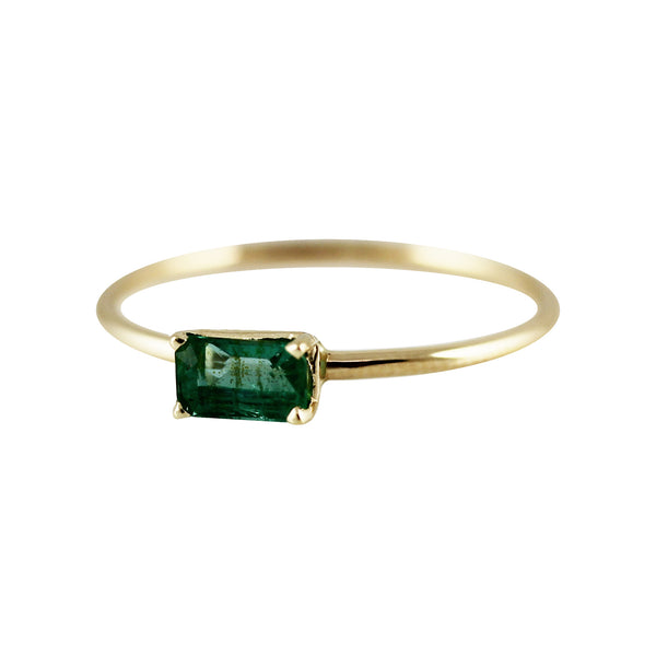 14K EMERALD OCTAGON RING