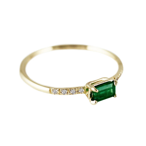 EMERALD OCTAGON WITH PAVE RING
