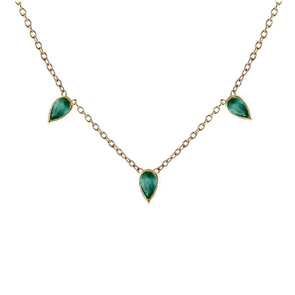 EMERALD PEAR TRIO NECKLACE