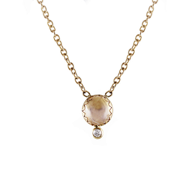 GOLDEN MOONSTONE WITH DIAMOND NECKLACE