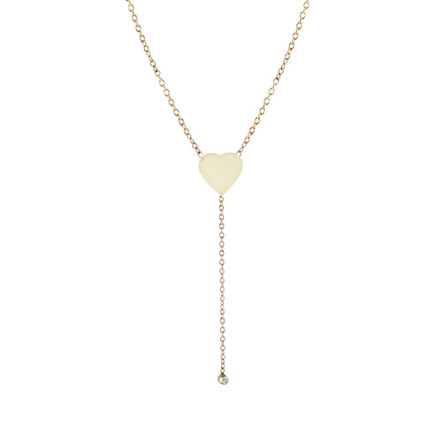 HEART LARIAT WITH DIAMOND NECKLACE