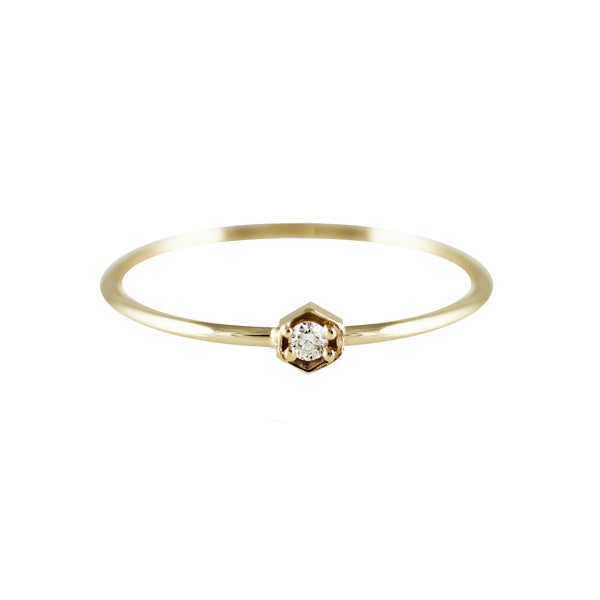 TINY HEXAGON DIAMOND RING