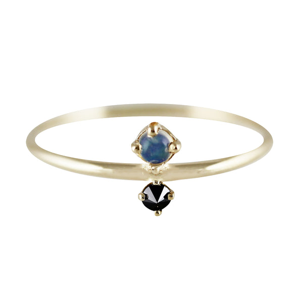 JUMELLE OPAL AND BLACK DIAMOND RING