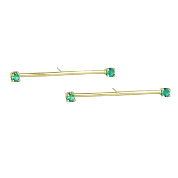 LONG STAPLE WITH EMERALDS STUDS