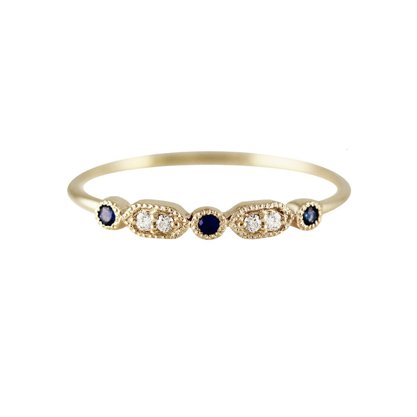 MINI DECO DIAMOND AND SAPPHIRE RING