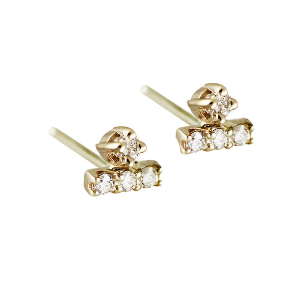 MINI DIAMOND PAVE BAR WITH DIAMOND ON TOP STUDS