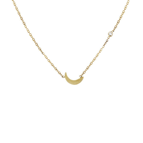 14K MOON AND DIAMOND NECKLACE