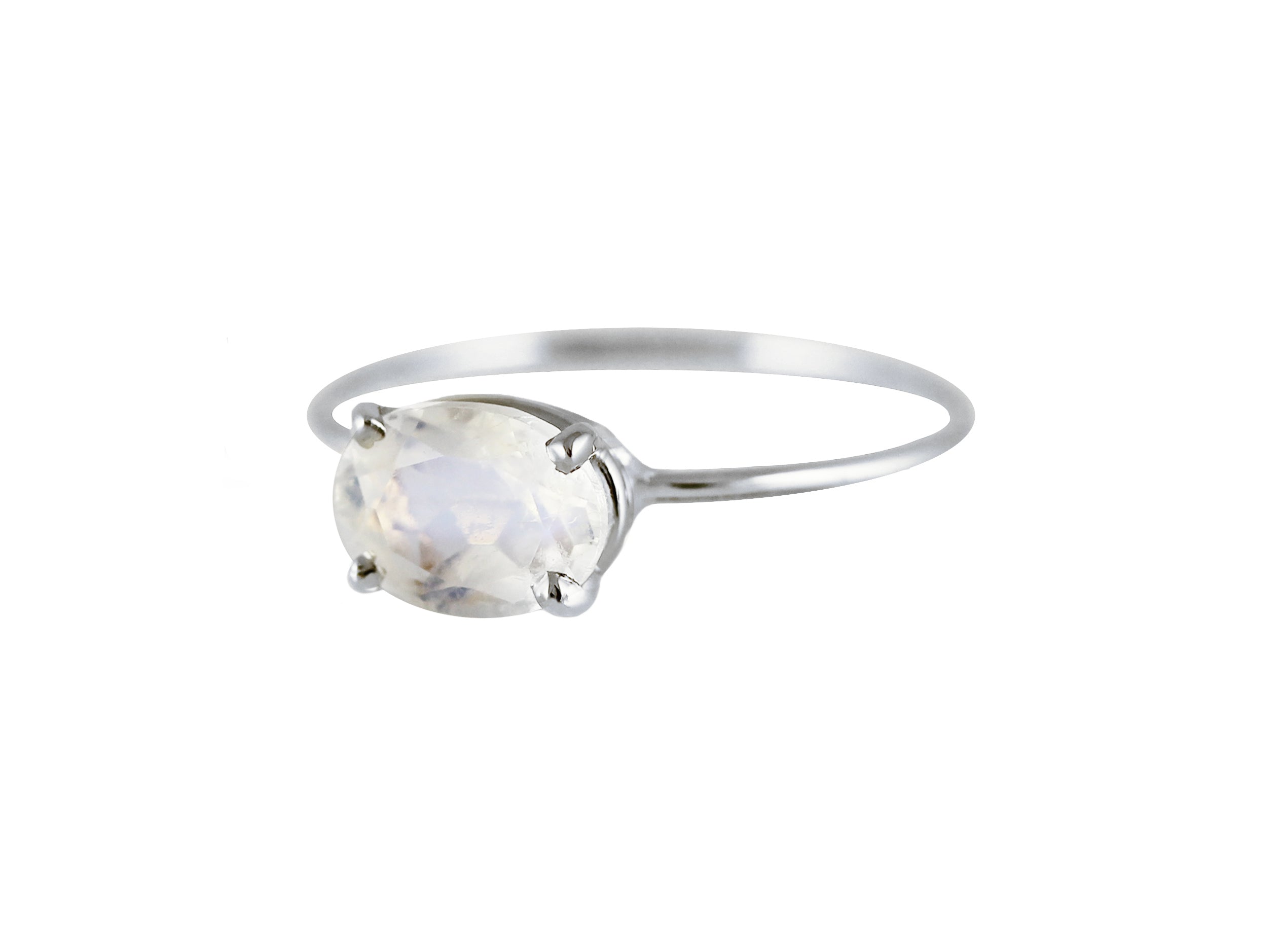 OVAL FACETED RAINBOW MOONSTONE RING
