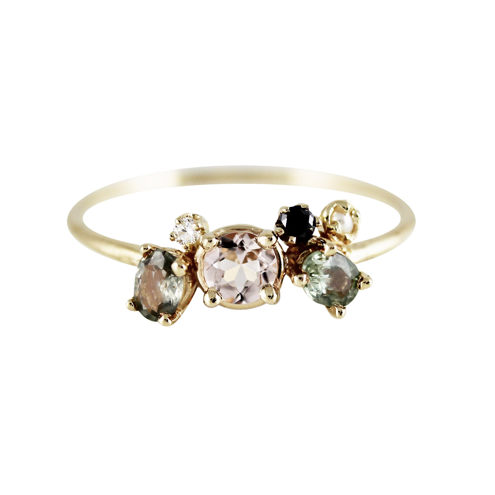 MORGANITE WITH GREEN SAPPHIRE WING RING