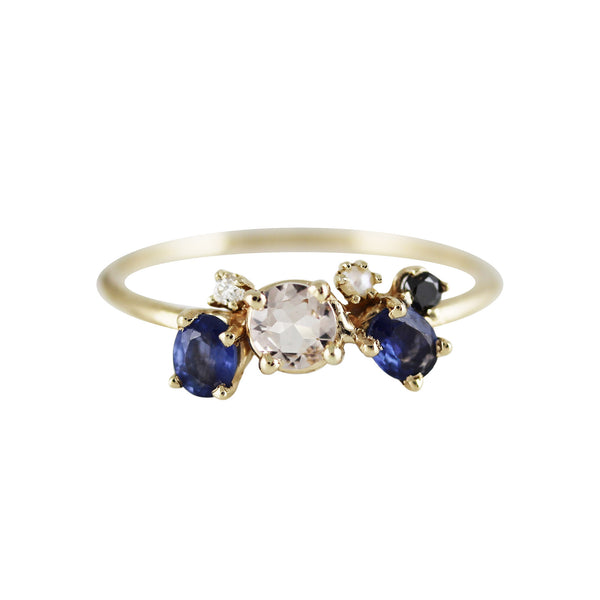 MORGANITE WITH BLUE SAPPHIRE WINGS RING