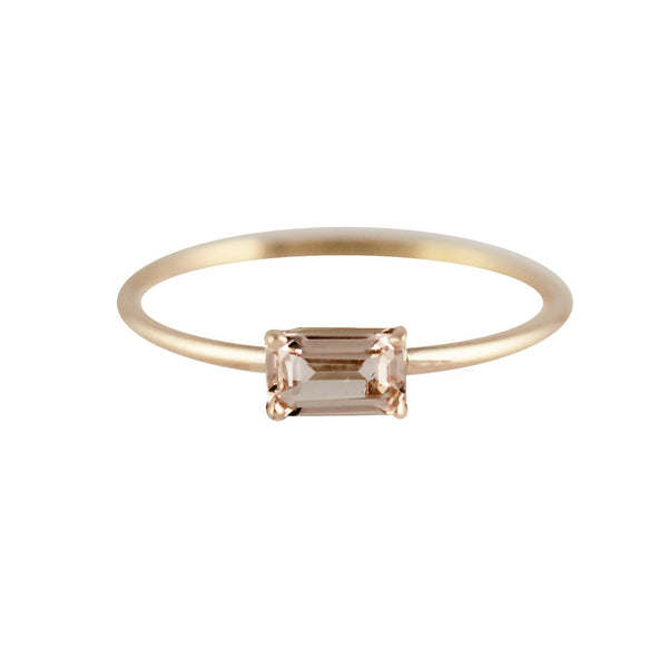 14K OCTAGON MORGANITE RING