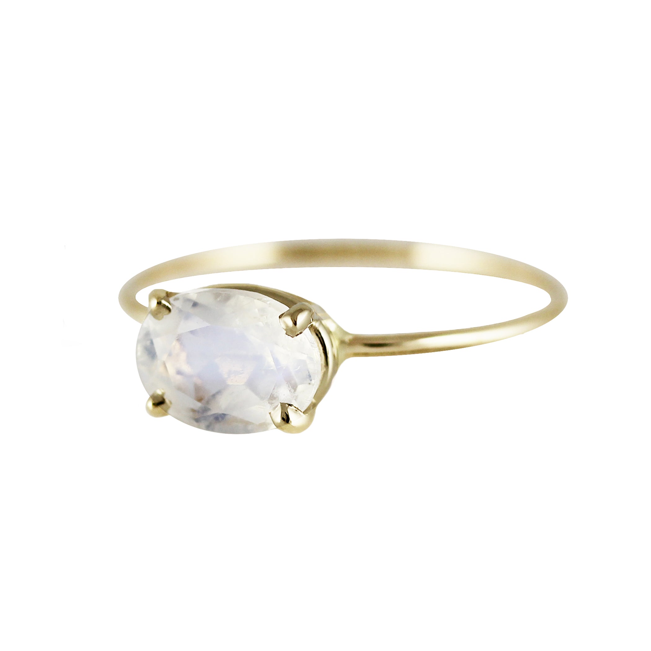 OVAL FACETED RAINBOW MOONSTONE RING