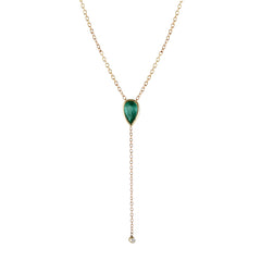 PEAR EMERALD LARIAT WITH DIAMOND END