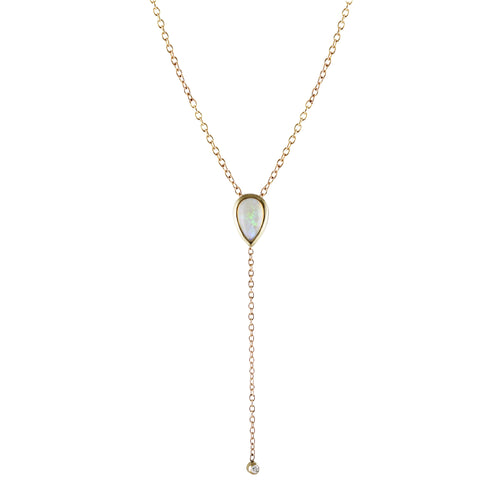 PEAR OPAL LARIAT WITH DIAMOND