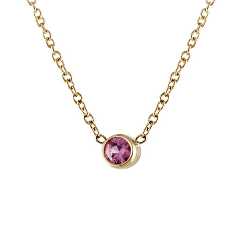 6 PINK SAPPHIRES AND DIAMONDS BAR NECKLACE