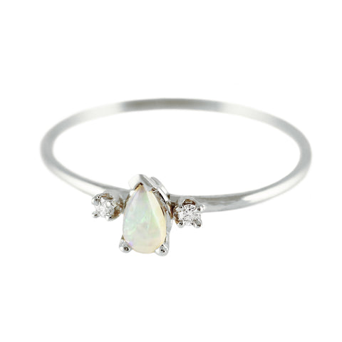 JUMELLE OPAL AND DIAMOND SILVER RING