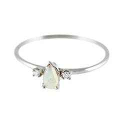 SILVER PRINCESS OPAL WITH DIAMONDS RING