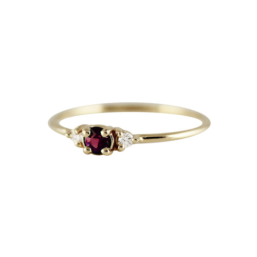 ROUND RUBY WITH SIDE DIAMONDS RING