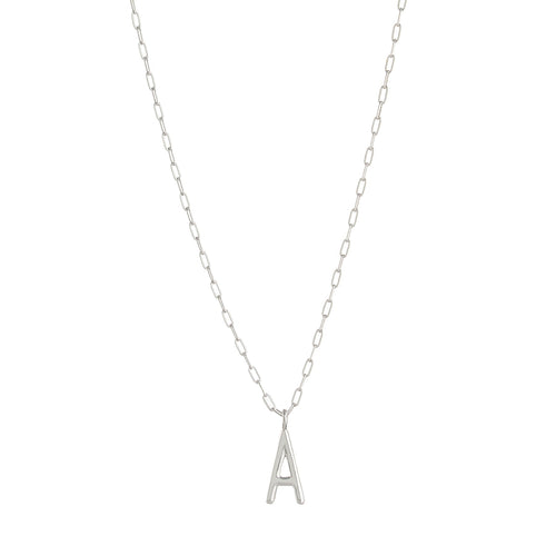 STERLING SILVER PAPERCLIP CHAIN INITIAL NECKLACE
