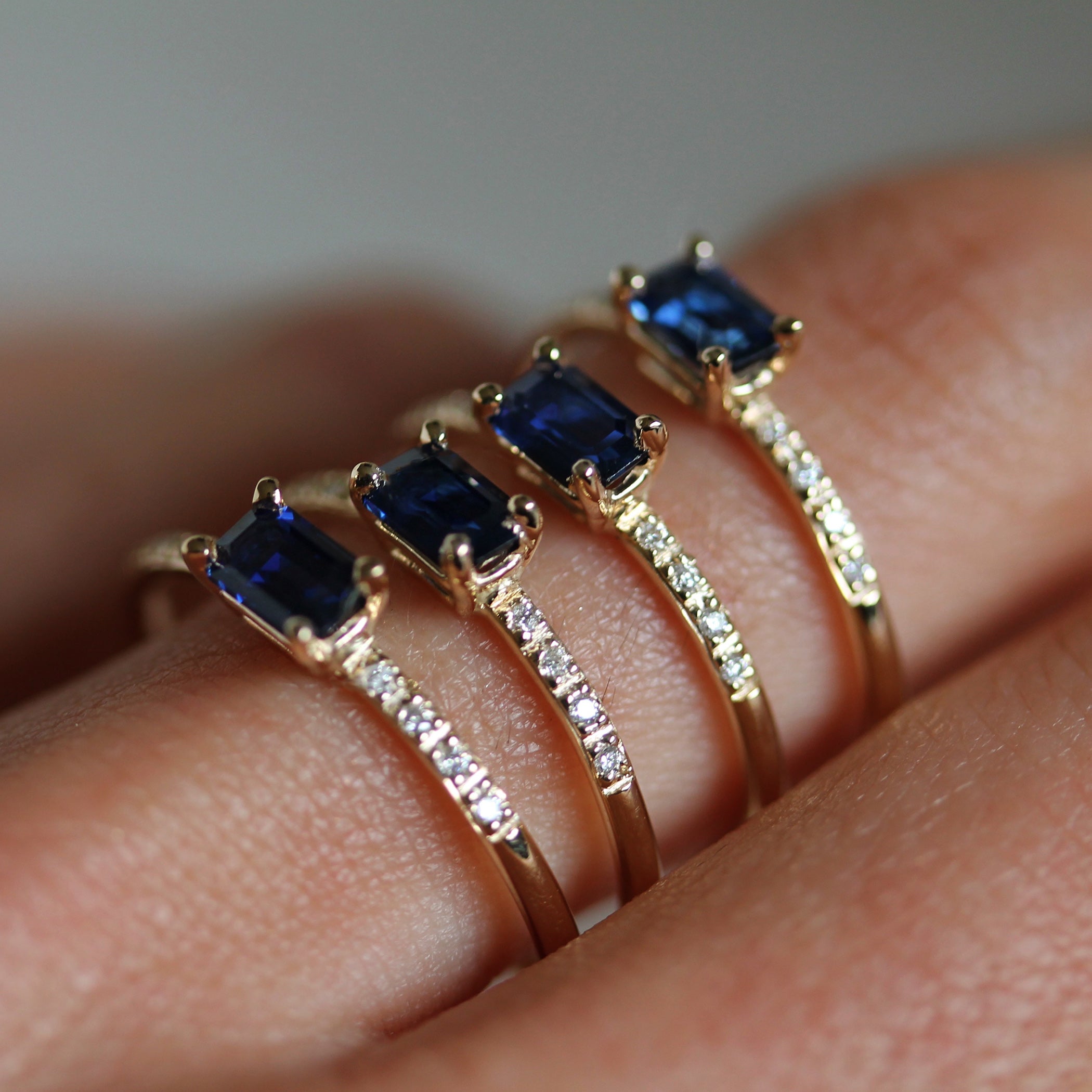 SAPPHIRE OCTAGON WITH PAVE RING