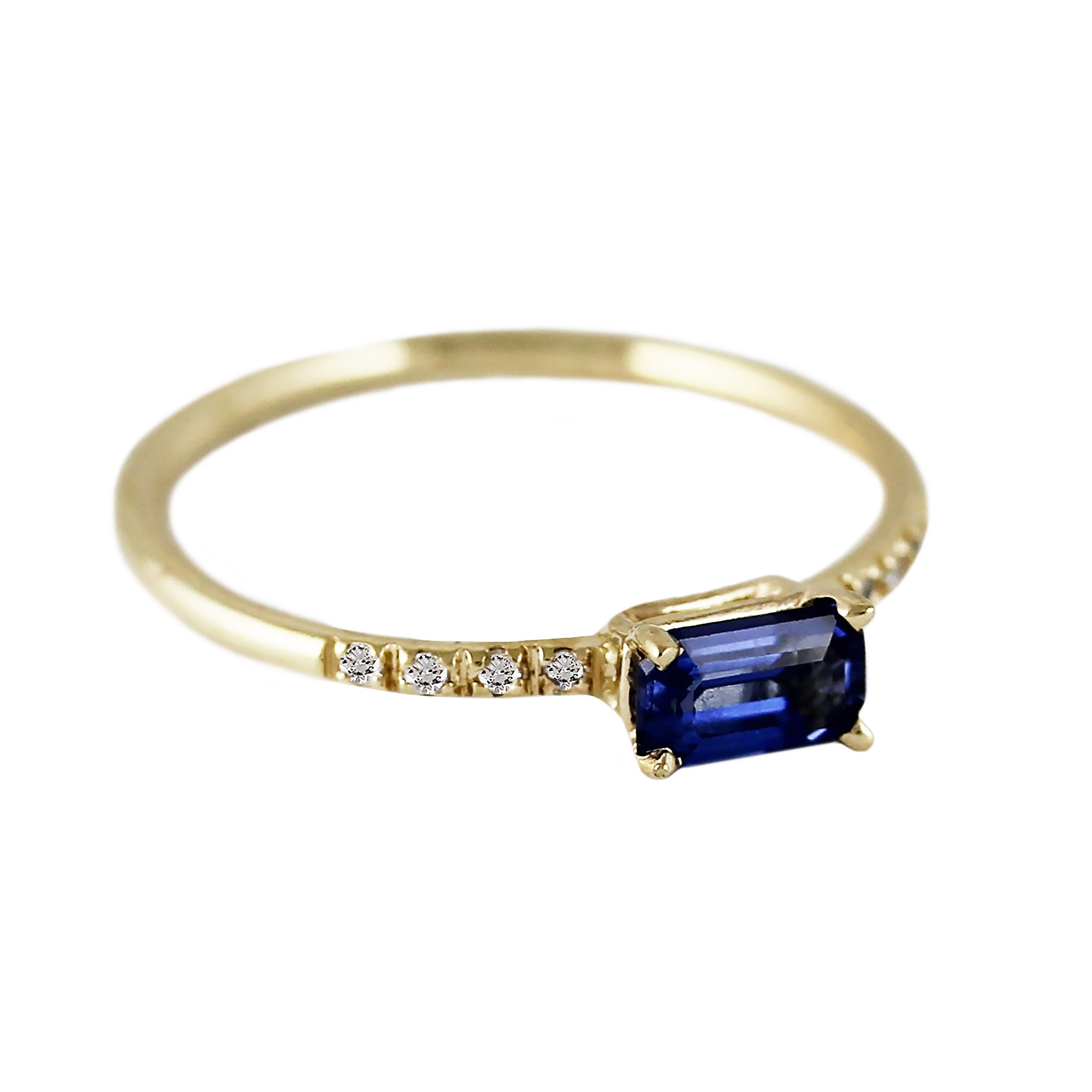 SAPPHIRE OCTAGON WITH PAVE RING