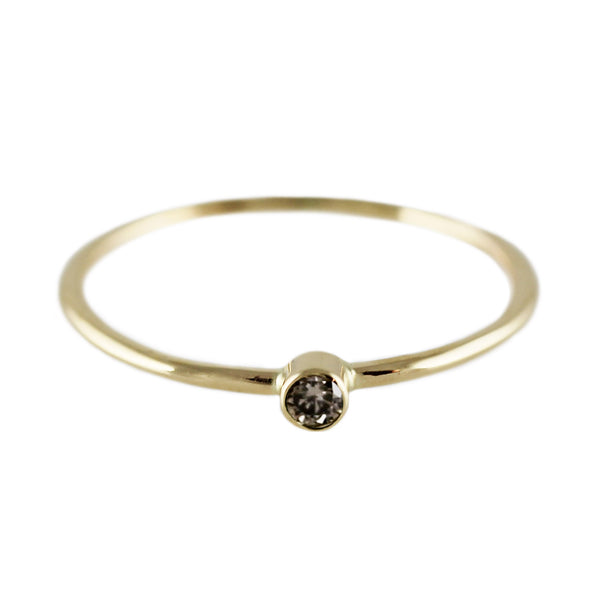 14K SINGLE COGNAC DIAMOND RING